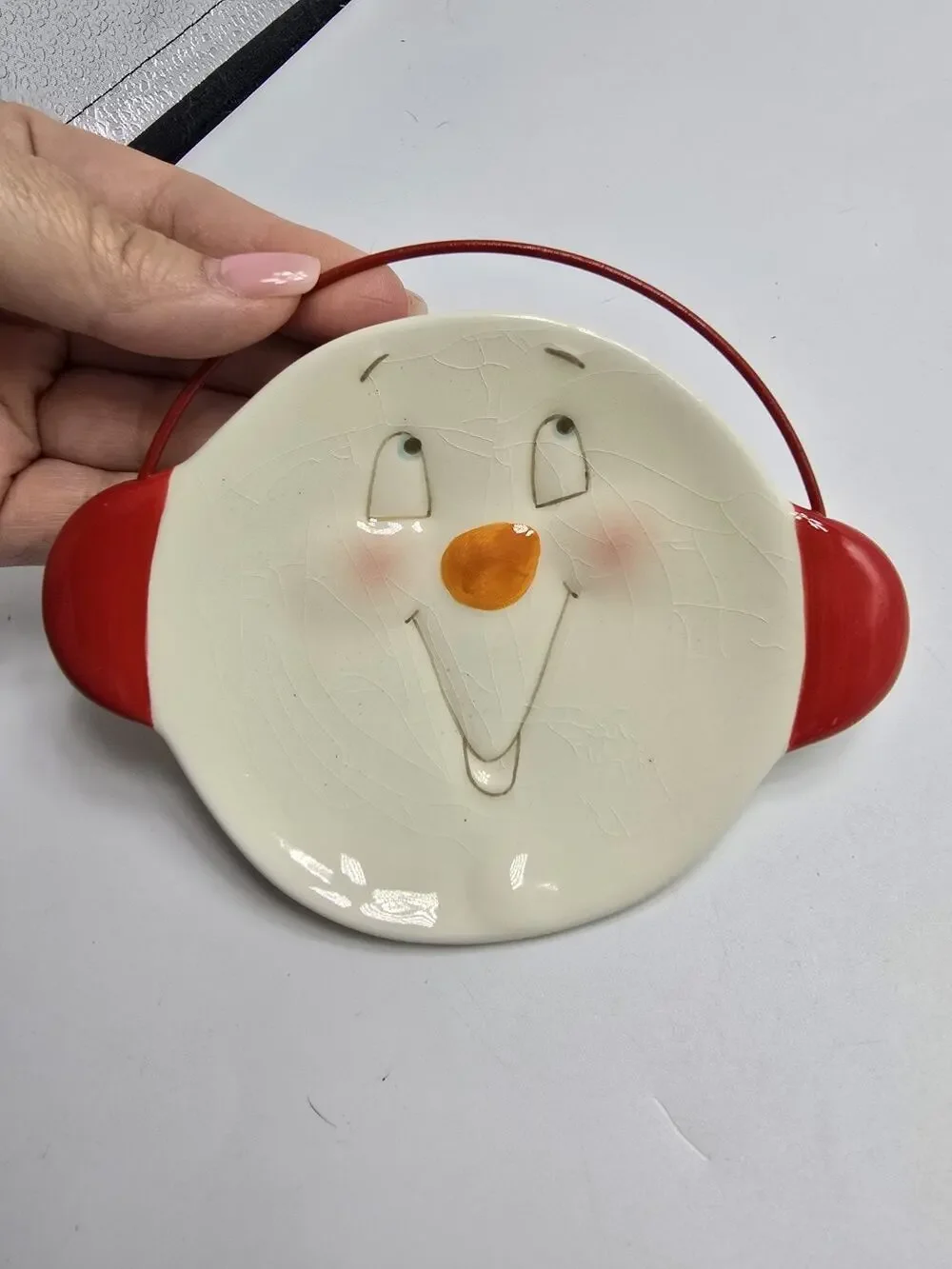 Vintage Dept 56 Snowman Candy Dish/Trinket Dish/Spoon Rest 5.5” RARE